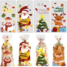 100 PCS Christmas Cellophane Treat Bags 5x11 Inch With Tie Plastic Christmas Bags For Candy Goodie Goody Cookie Gift Wrap Xmas Santa Pouches Frozen Winter Holiday Party Favors Supplies Decorations - 100個聖誕袋 - 查看 2