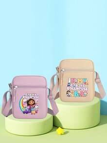 Gabby's Dollhouse Gabby Dollhouse Theme Cartoon Canvas Crossbody Bag For Women 2025 New Style Summer Outing Lightweight Small Bag, Fashionable Vertical Versatile Multi-Layer Mobile Phone Case - Multicolor - View 1