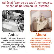 1 pieza organizador de maquillaje transparente de plástico, 6 estantes ajustables, rotación suave, para encimera del baño - transparente - Ver 1