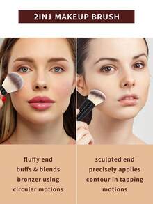 MAANGE 1 Stück professionelle ultra-weiche Doppelkopf Gesichts-Make-up Pinsel, geeignet für Foundation Pinsel, Lose Puder Pinsel, Concealer Pinsel, Highlighter Pinsel, Make-up Pinsel Werkzeug, für Flüssig-, Creme- und Puderprodukte - Polieren, Vermischen und Gesichtspinsel, mit weichen Fasern und sanft zur Haut, für Reise-Make-up-Pinsel, für tägliches Make-up im Gesicht, Geschenk für Frauen & Mädchen - Schwarz - Übersicht 8