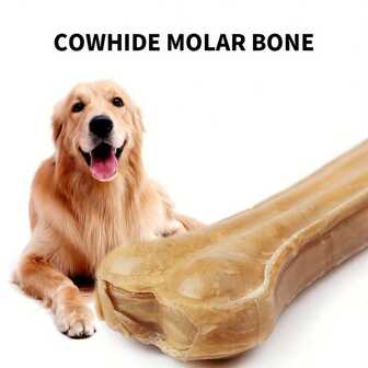 1 paquete de hueso de cuero crudo natural con sabor a carne de res como juguete para masticar para perros, resistente al desgaste, resistente a mordeduras, limpieza dental y promoción del desarrollo oral saludable