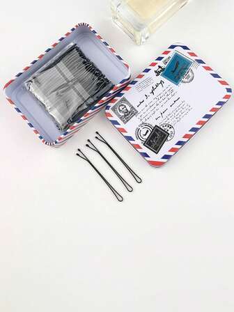 100个黑色加厚侧夹刘海夹发夹发卡造型配件套装，基础U型夹成人款，爪夹，发卡