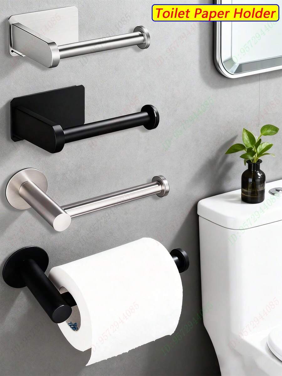 1 cái giá đựng giấy vệ sinh bằng thép không gỉ dán tường, chống thấm nước, phụ kiện phòng tắm, gắn tường, không cần khoan, màu đen/bạc/vàng