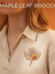 1Pc Women's Premium Alloy Brooch – Niche Design Collar Pin, Sparkly Micro-Pave Crystal, Vacuum Plated For Coats/Blazers - Multicolor - View 9