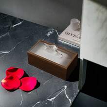 1 Stück Taschentuchbox in Walnussfarbe, Holzfarbene Papierbox für Wohnzimmer, Tischablage, Aufbewahrungsbox, Badezimmer, Heimdekoration, Taschentuchbehälter, Küchenausstattung - Verschiedenfarbig - Übersicht 7