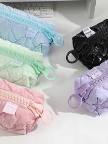 【糖果色】柔软学生文具收纳袋，超柔软大容量铅笔盒笔袋，大号拉链笔袋，学生成人女性旅行化妆品收纳袋 - 彩色 - 查看 10