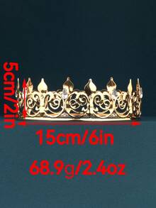 Diadema estilo vintage de corona de hierro, tocado real unisex con patrón de cruz de hierro y decoración de rhinestone, adecuado para actuaciones, disfraces, fiestas y otras ocasiones, coronas, tiara, corona de disfraz - Dorado - Ver 3