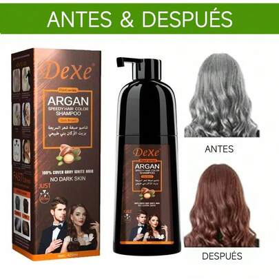 Shampoo Tinte Cubre Canas Y Barba Café Oscuro o Negro Natural Argán 420 ml , Negro natural VOJO 500ml