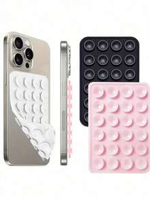 1 pezzo Supporto per telefono in silicone con ventosa, supporto per telefono ottagonale in silicone biadesivo con forte presa, accessorio per telefono senza mani, per selfie e video (24 ventose), essenziale da viaggio, per il ritorno a scuola, campeggio, accessori per le vacanze - Multicolore - Visualizzare 7