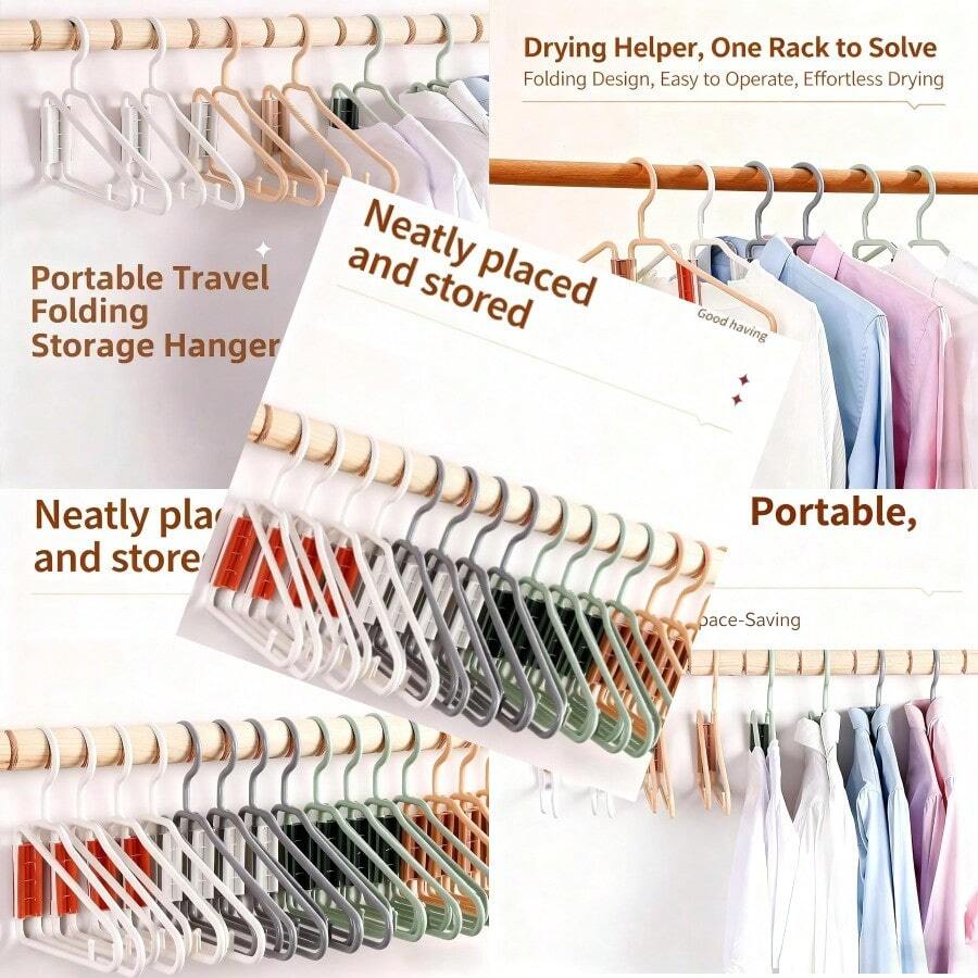 New Genérico Foldable Coat Hanger Folding Hangers Space Saving for Clothes Portable Travel Hangers Space Saving Fold in Half Design Lightweight Plastic Hangers for Coat and Clothing Pink 10Pcs - Rosa - Ver 1