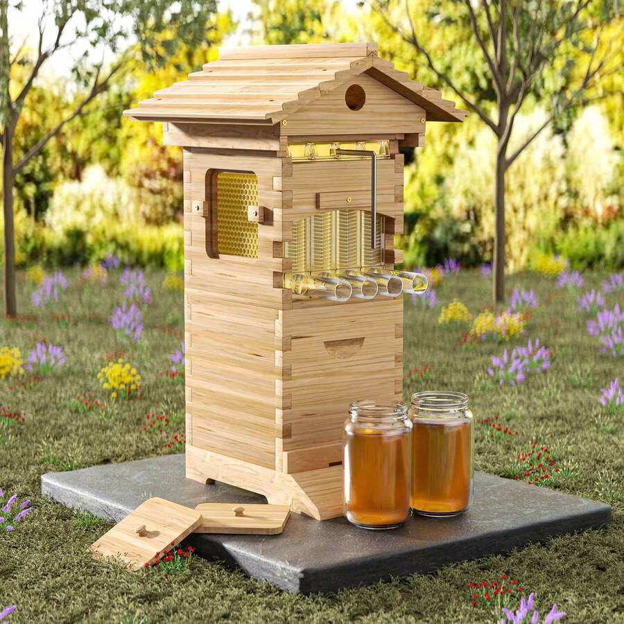 ACORNS Auto Bee Hive Starter Kit - Bee Hive Tool Bag For Beginners With 7 Flowing Beehive Frames - Ginger - View 1