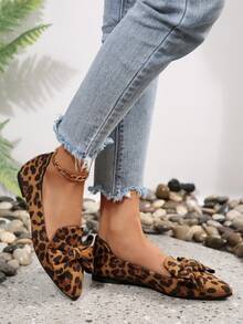 2026 Autumn Women's Fashion Black Gold Thread Pointed Toe Flats, Casual Slip-On Comfortable Lightweight Everyday Wear Flat Shoes, Sizes 36-43 - Leopard Print - View 5