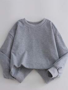 Ropa para adolescentes y mujeres jóvenes: Sudadera de cuello redondo gris combinada con pantalón de chándal gris - Gris - Ver 9