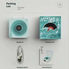 The Waves Vinyl Player,Waves Vintage Vinyl Record Player Bluetooth Speaker With Adjustable Ambient Lights,4Mode Wireless Waves Vinyl Record Player Bluetooth Speaker Audio Turntables - trắng - Xem 3