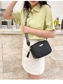 时尚新款菱格纹单肩包迷你斜挎包 - 黑色 - 查看 2