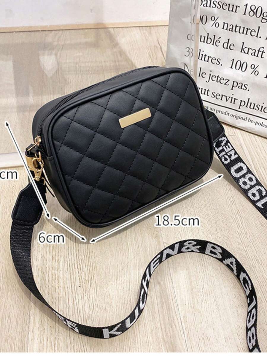 时尚新款菱格纹单肩包迷你斜挎包 - 黑色 - 查看 1