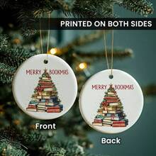Book Lover Gifts 2025 - Book Ornaments For Christmas Tree Decorations Book Decor Book Lover Christmas Ornaments Book Club Gifts For Women Ceramic Christmas Hanging Ornaments - Libros - Ver 3