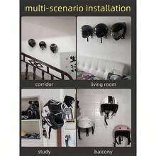 180 Degree Rotatable Helmet Holder - Durable Motorcycle And Bicycle Wall Mount Rack, Space-Saving And Easy Access Display Stand - Black - View 5
