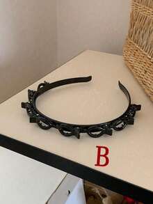 Bộ phụ kiện tóc thời trang 2 chiếc/1 chiếc, kẹp tóc lười, kẹp tóc mái mùa hè cho nữ, băng đô cao trang trí tóc, dây buộc tóc, vòng buộc tóc, dây chun buộc tóc. - màu đen - Xem 10
