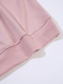 2026 New Year Cotton Sweatshirt Plus Size Love Print Sweatshirt, Casual Long Sleeve Round Neck Pullover Sweatshirt, Women's Plus Size Clothing Loose And Comfortable Winter Clothes For Women - 粉紅色 - 查看 5