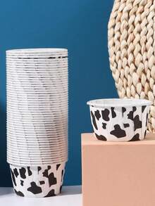 50个装奶牛纹纸杯蛋糕衬垫盒 奶牛纹烘焙纸杯 奶牛纹纸杯蛋糕包装纸托 冰淇淋杯 防水防油耐高温 Mafen 纸杯托 - 彩色 - 查看 3