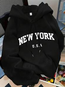 2025Women's Autumn And Winter Versatile Casual Sport Hooded Sweatshirt With Print, Fashionable Comfort CoatSoft And Breathable - 黑色 - 查看 11