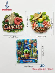 1 nam châm tủ lạnh 3D hình Cancun, Mexico - Cầu thang đỏ + Cây thủy sinh + Mũ Sombrero & Cocktail, Bộ sưu tập quà lưu niệm du lịch thế giới, Nhãn dán tủ lạnh từ tính kỷ niệm du lịch cá nhân hóa, Trang trí nhà cửa, Nhà bếp, Phòng ngủ, Văn phòng, Tủ, Quà tặng thủ công, Quà lưu niệm ngày lễ - Nhiều màu - Xem 6