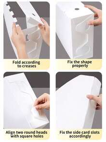 3/2/1个白色防水文件盒，桌面文件收纳盒，厨房用具收纳盒，橱柜分隔收纳盒，加厚可折叠简易文件收纳架，书架，适用于学生宿舍、书架、返校季、学习用品