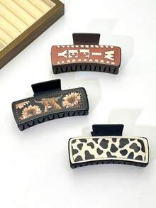 1 peça/3 peças/6 peças Grampo de Cabelo Casual de Plástico ABS com Estampa de Onça, Novos Clipes de Cabelo Chiques 2026 para Praia, Viagem, Festa, Férias, Volta às Aulas, Grampos de Cabelo com Flor, Acessórios de Cabelo da Moda para o Inverno