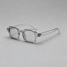 1pc Brown Frame Green Leg Square Fashion Glasses, Caramel Brown Frame With Olive Green Legs And Light Brown Lenses, Metal Rivet Decor, Wide Square Frame Vintage Bicolor Style, Casual Chic Daily Wear Unisex Fashion Eyewear