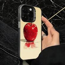 Funda de Teléfono Transparente con Diseño de Impresión de Manzana Roja para iPhone 14 13 12 11 Pro Max y  Galaxy S23 S22 S21 S20, Opción de Regalo Ideal para Todas las Estaciones - Plateado - Ver 4
