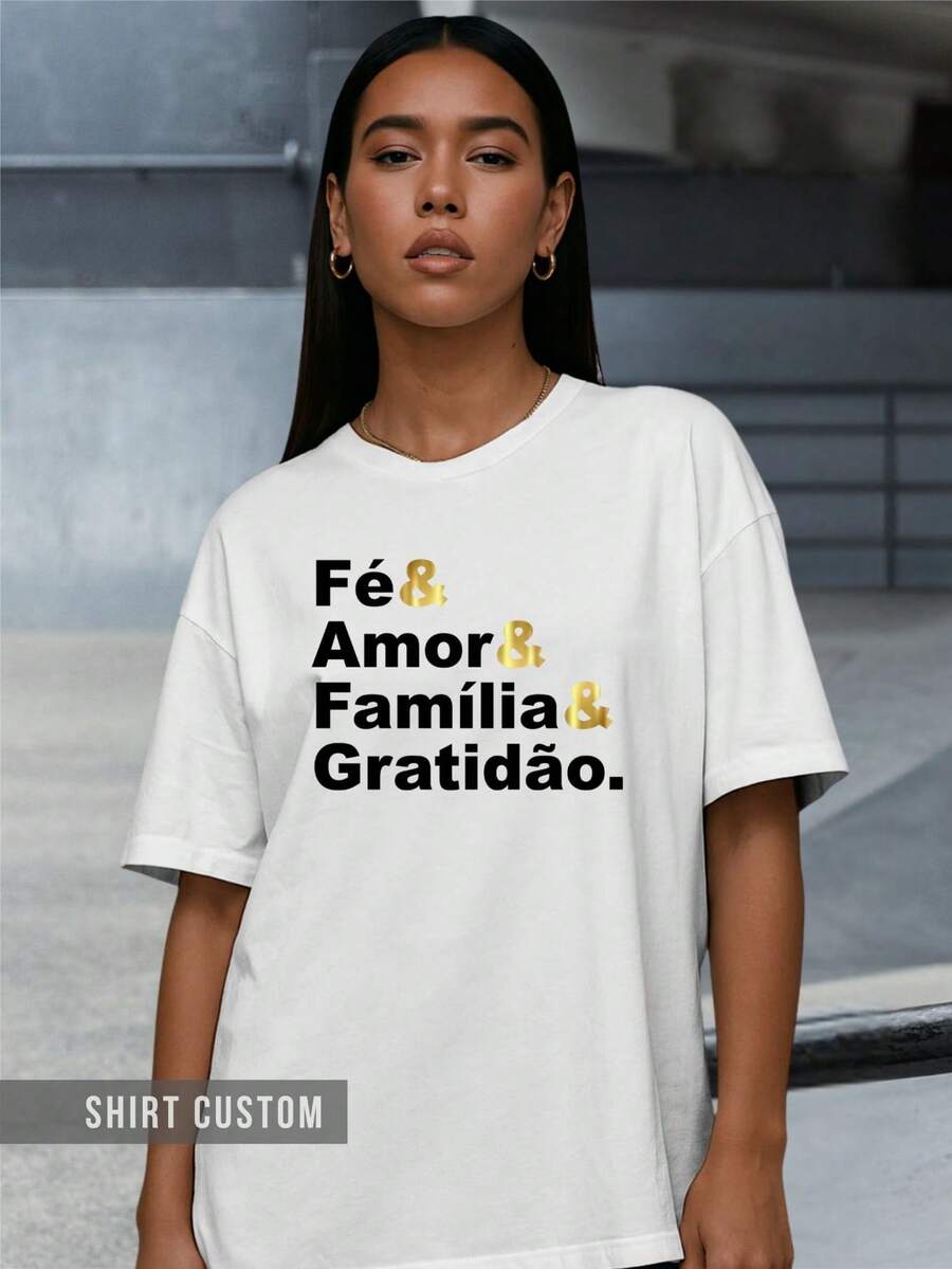 Camiseta Feliz Natal Fé Amor Familia Gratidão Natalina Merry Christimas Papai Noel - Branco - Visão 1