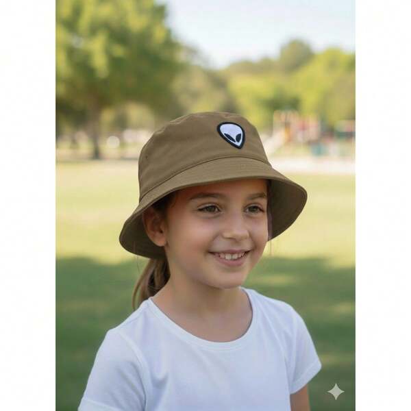 Chapéu Bucket bordado Alien Infantil e Adulto Proteção Solar Moda Praia Verão
