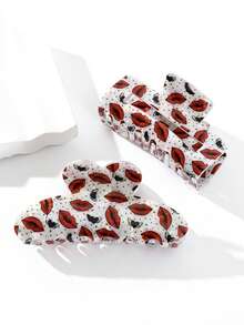 1pc Women's Multi-Color Letter Acetate Hair Claw Clip, Vintage Minimalist Elegant Summer Hairpin, Fashion Versatile Personalized Clip, Suitable For Daily Home Decor, Outdoor Leisure, Commuting, Dating, Casual Fall Winter Hair Clip Hair Accessories For Women For Vacation Outfits Woman - Multicolor - View 5