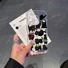 Funda para teléfono : 1 Funda de teléfono transparente magnética inalámbrica de lujo de alta gama, moda de verano, linterna de calabaza de Halloween de gato negro,  minimalista de lujo ligero de alta apariencia, para iPhone - transparente - Ver 11