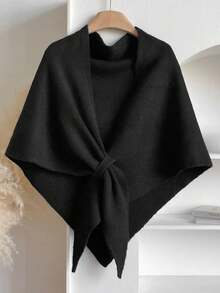 1pc Women's Solid Color Triangular Wool Blend Loose Knit Shawl, Elegant Style, Suitable For Outdoor Travel In Autumn/Winter And Snowy Season - Nhiều màu - Xem 16