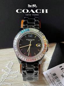 Coach Greyson Black Ceramic Rainbow Bezel Watch For Women - Black - View 7