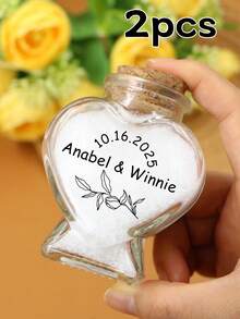 Custom Couples Mini Jars With Text,Personalized Mini Jars With Cork Lids,Customized Sand Jars Keepsake,Customizable Small Decorative Jar,Wishing Bottle,Memory Bottle,Beach Honeymoon,Valentine's Day,Wedding Gifts,Cute Glass Jar,Birthday Gifts,Bedroom,Living Room,Groom,Bride,Friends,Couple,Family,Father,Mom - Style B - View 8