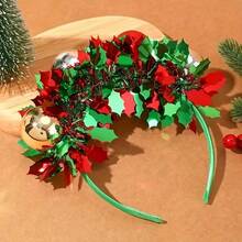 1 pieza Diadema decorativa navideña, diadema navideña con bolas de Navidad y lentejuelas brillantes, material de poliéster, adecuada para Acción de Gracias, Navidad, Año Nuevo y regalos