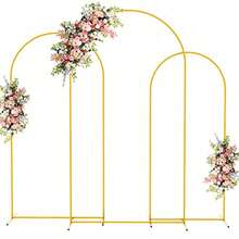 Set di supporti ad arco in metallo dorato, struttura ad arco alta 4ft/5ft/6ft/6.5ft/7.2ft per matrimoni, feste, compleanni, lauree, anniversari, cerimonie di apertura, decorazioni per interni ed esterni - Dorato - Visualizzare 2