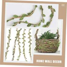 5m/10m Artificial Forest Vine Leaves Jute Rope DIY Decor Weaving Craft Creative Wax Rope Material, Artificial Vine Decor, Fake Plants, Weaving Hanging Wreath, Suitable For Home And Wedding Decoration, Green Fake Wisteria Vine, For Party Wall And Ceiling Decoration - Green - View 7