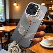 Funda de Teléfono Diseño de Flor Rosa Gris para iPhone 14 13 12 11 Pro Max y  Galaxy S23 S22 S21 S20 Opción de Regalo Ideal para Todas las Estaciones - Plateado - Ver 6