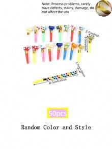 1pc/50pcs-Party Blower, Colored Noise Generator, Squawkers Tassel Noise Generator For Party Playing, Birthday Noise Generator, Birthday Horn Blowing Party Whistle, Suitable For Graduation Ceremonies, Party Events, Christmas, Easter And Other Parties,Christmas - Multicolor - View 9