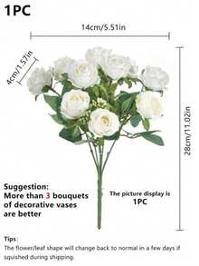 6支人造玫瑰花束，家居餐桌装饰，摄影道具，户外花园婚礼装饰，新娘捧花材料，腕花，派对装饰，情人节礼物，新年装饰 - 彩色 - 查看 3