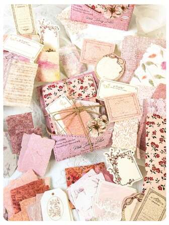 Writable Material Paper With A Light And Fresh Floral Pattern And Plant Texture, Perfect For DIY Labels, Note Cards, Decorative Elements For Handmade Journals And Diaries.