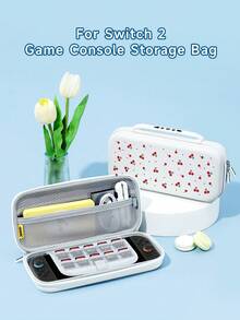 1pc Cute Cherry, Polka Dot Print Pattern Protective Case Compatible With Nintendo Switch/Switch 2, Switch 2 (2025)/Switch NS/Switch OLED/Lite, Switch Accessories, Full Set Including Carrying Case, Card Slot Base, Best Gift Compatible With Switch Players - Multicolor - View 3