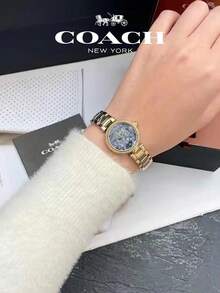 Coach Đồng hồ Park Blue Dial Gold Steel Strap dành cho nữ - Vàng - Xem 3
