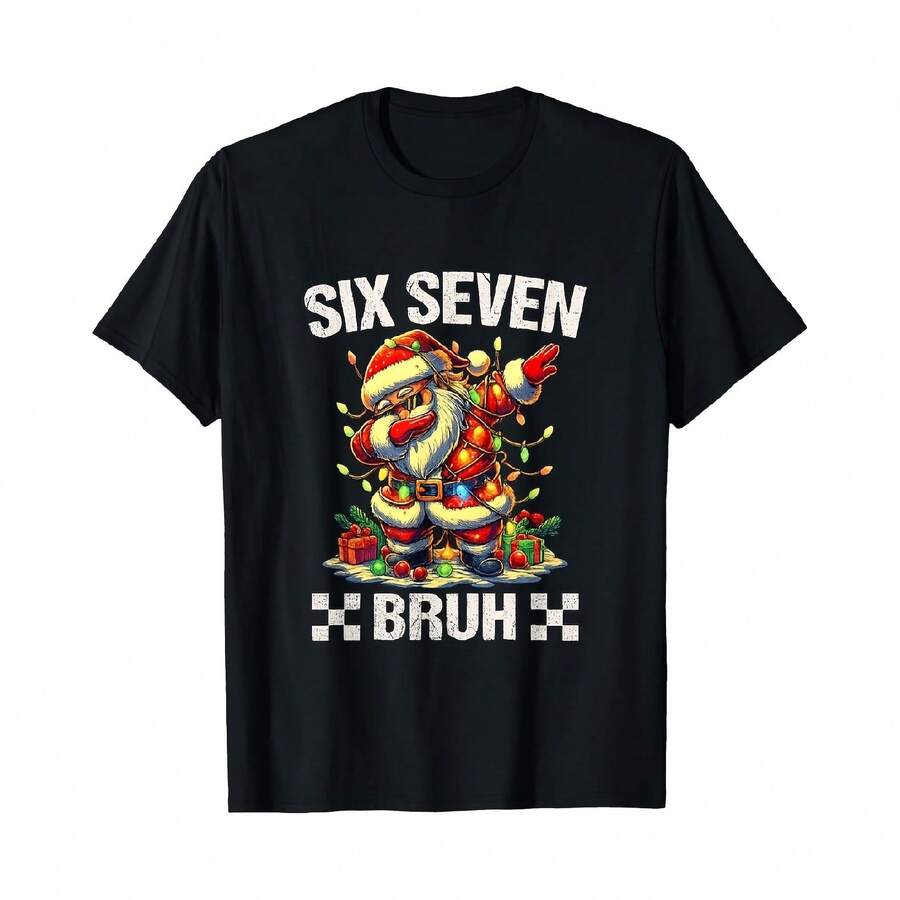 Siz Seven Santa Gen Z Teen Raunchy Brainrot Meme Funny Witty T-Shirt - Black - View 1