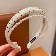 1pc French Vintage & Japanese Sweet Polka Dot Solid Color Headband, Non-Fade Hypoallergenic & Secure Grip Hair Accessory, Romantic & Versatile For Dates, Weddings, Christmas & Fall/Winter Occasions. Perfect Women's Gift On  US, Ideal For Fashion-Conscious Females Seeking Retro Charm & Age-Defying Elegance In Daily & Special Moments. - đen1 - Xem 10