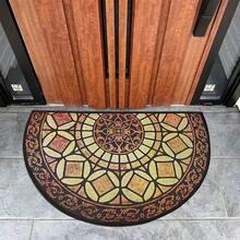 1 件半圆形入口门垫，饰有精美几何图案。这款户外迎宾垫/前门地毯采用防滑硅胶底座和低矮设计，适用于车库、露台和人流量大的区域。 - 彩色 - 查看 2